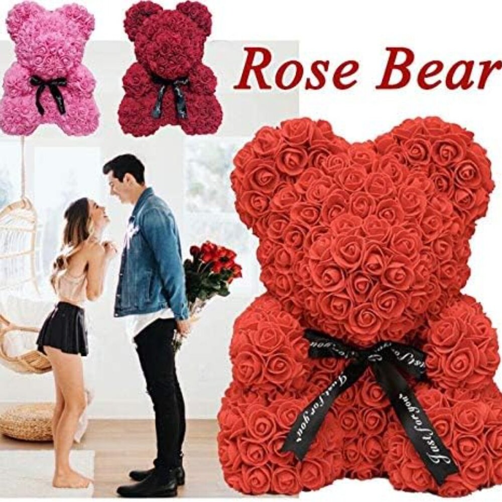 Rose bear teddy bear, 25cm flower bear teddy bear, Valentine's Day Gift